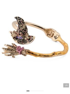 Betsey Johnson NWT Witch Hat & Broom Hinged Cuff Bracelet new